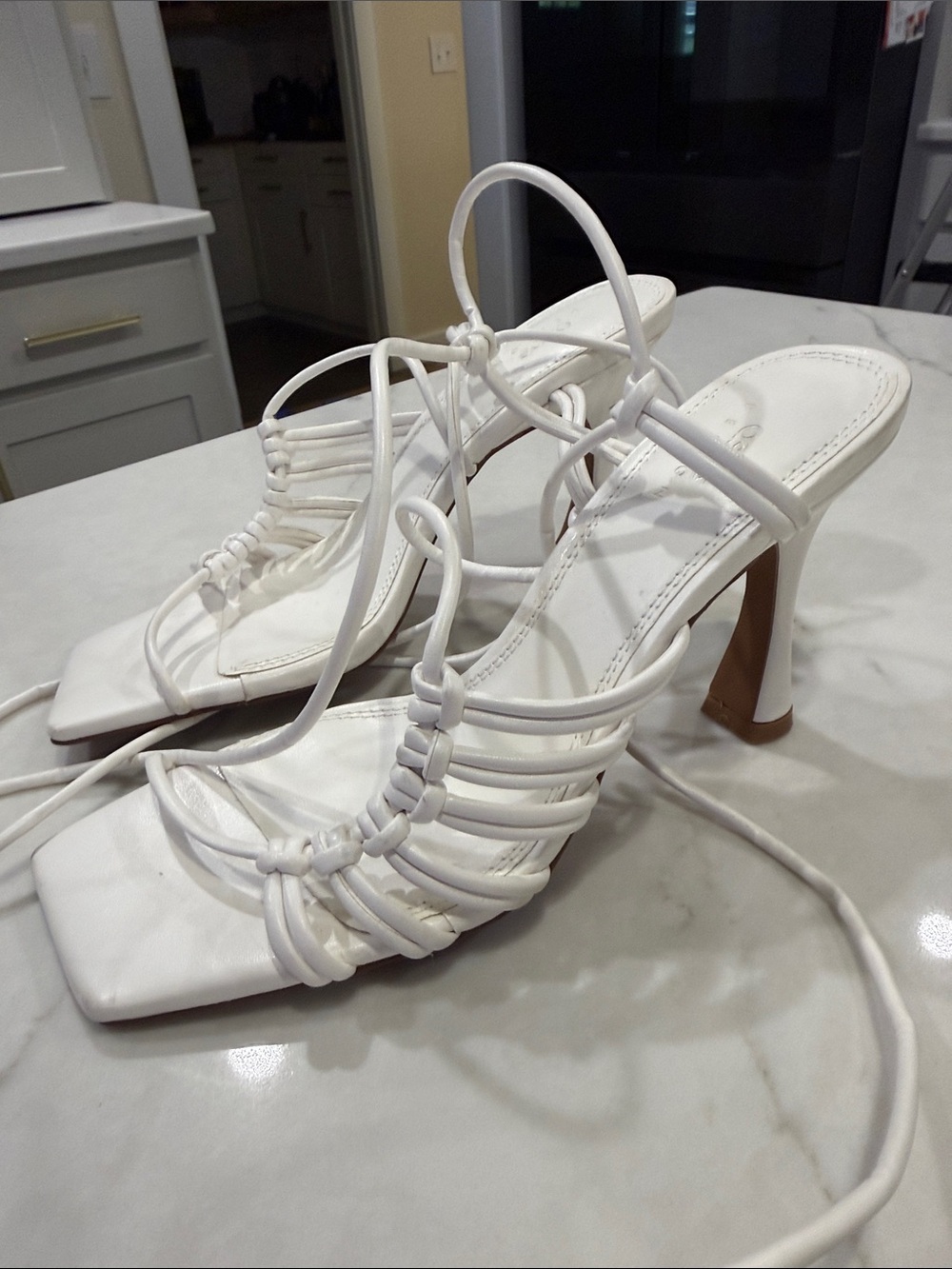 ASOS White Strappy Lace-Up High Heel Sandals NEVER WORN